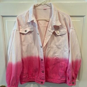 SHEIN PINK DENIM OVERSIZED JACKET SIZE X SMALL